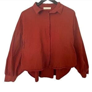 Beaumont Organic Terry Organic Cotton Shirt In Rust Orange Medium